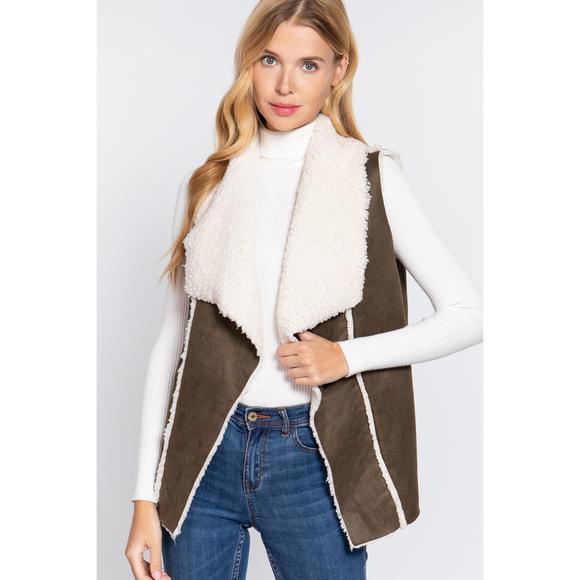 Rachell`s Boutique Jackets & Blazers - Shawl Faux Suede Fur Bonded Vest
